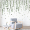 Nordic minimalist wall sticker, small fresh green leaf baseboard, top corner line, plant self-adhesive paper wallpaper. 