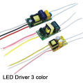 LED Driver 3 color AC90-265V 1-3W 4-7W 8-12W Current 250mA Lighting Transformers For LED Bulb Power Supply Double color 3Pin. 