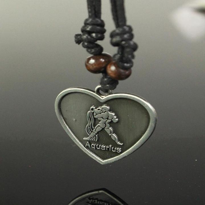 AQUARIUS SIGN PENDANT HEART SHAPE WITH CHAIN FOR unisex
