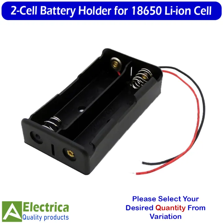 2-Slot 18650 Battery Holder Dual 3.7V Li-ion Cell Case with Pre-Wired Leads for DIY Power Bank Arduino Robotics (2Pcs/5Pcs) by Electrica
