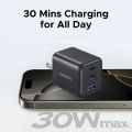 UGREEN Original 30W GaN Charger 3-Port (US/EU Plug), PD3.0 Fast Wall Charger with Cable for iPhone 16/15 Pro Max, Galaxy S24/S25 Ultra, iPad Air - Certified Safe. 
