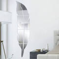 Silver acrylic mirror leaf 3D look for wall decor feather leaf wall decoration for home bedroom offices,girls,kids and boys room sticker wall decorations. 