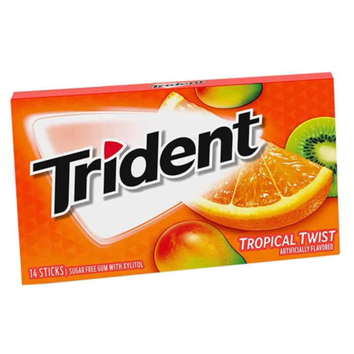 Trident Bubble Gum, Tropical Twist, Sugar Free Gum, 14 Sticks​