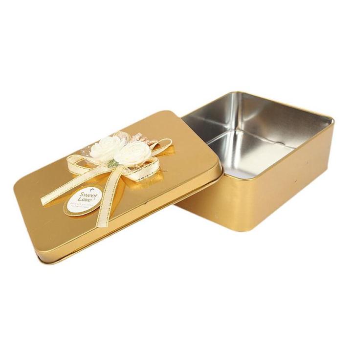 Rectangular Tin Boxes with Lids, Empty Hinged Tins, Metal Storage Organizer Tins for Candy, Treats, Gifts,