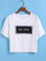 OH,YES white crop tshirt for women's. 