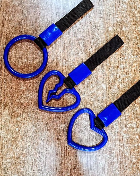 JDM Tsurikawa Heart Ring Car Tow Belt Train Bus Handle Hand Strap Drift Charm Strap Drift Auto Accessories Car Styling - Blue