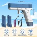 Electric Water Gun for Adults and Children, Automatic Glock Water Gun Range Up to 25-32 Ft, Two Water Reservoirs, Powerful Electric Water Gun for Pools, Beaches, Summer Picnic Party, Safe Outdoor toys for boys. 