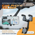 New 360° Rotatable Universal Adjustable Car Rearview Mirror Mount Multifunctional Mobile Phone, GPS Holder Mobile Stand Car Mount .. 