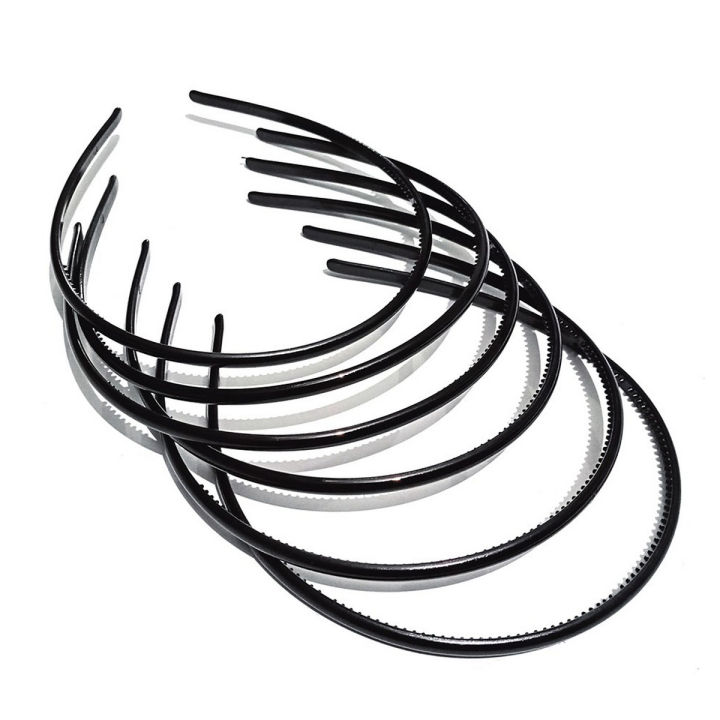 Pack of 6 Thin Plastic Headbands - Black, Red & Blue for Women & Girls