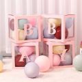 Unik 4pcs Baby Boxes White Pink and Blue Cardboard DIY Transparent Balloon Box Party Supply Decoration baby shower decoration full set its a boy decoration items baby boy balloon  its a girl decoration baby shower. 