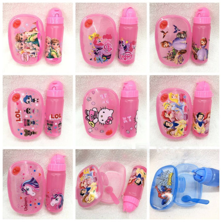 Buy 1 get 1 Free Lunch Box For Kids Boy With Spoon And Water Bottle, Spiderman Batman Lunch Box For Kids For School Character Lunch Box For Kids Baonan For Food Set For Kids Hello Kitty Food Grade Material High Temperature Resistant