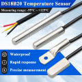 DS18B20 Temperature Sensor Probe 304 Stainless Steel 6*30MM OD 3.0MM Waterproof Dustproof Sensors Cable 1M Length. 