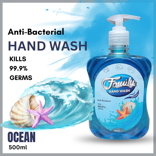 Family Anti-Bacterial Hand Wash Ocean Scent – Kills 99.9% Germs – 500ml ...