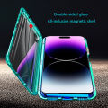 Biruiqu For iPhone 15 Plus Pro Max Magnetic Absorption Case Metal Frame Shockproof Double Sided Tempered Glass Magnetic Case Cover. 