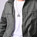 Geometry Interlocking Square Triangle Male Pendant for Men Alloy Modern Trendy Geometric Stacking Street wear Necklace. 