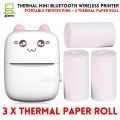 Pocket Inkless Mini Printer - 12 x Sticky Paper Roll & 12 x Thermal Paper Roll - Thermal Portable Bluetooth Wireless Mini Printer For Kids - For Photo, Picture, Office Receipt, Label Note, QR Code - Compatible With IOS & Android - Pink & Blue. 