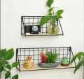 1 Set Metal Floating Shelves Wall Mounted Rustic Wood Storage Display Shelf with Metal Wire Basket Hanging Shelf For Kitchen Office Bedroom Storage Rack Wall Shelf Bathroom Accessories Rack Holder I Metal Wall Shelf Display Organizer Rack Wall Shelf Rack. 
