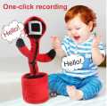 Latest design Rechargable Dancing Cactus Talking Recording Toy, Wriggle Singing Cactus Repeats What You Say, Soft Plush Talking Toy Electric Speaking Cactus Baby Toys Funny Creative Kids Toy Red Colour. 