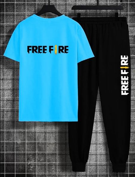 Free Fire Trend Sport And Gym Outfit Markhor Printed Summer Tracksuits Pack Of 2 T Shirt And Trouser For Men