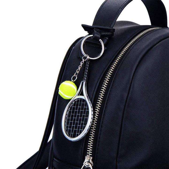 12 Pcs Tennis Racket Keychain Mini Keychain Fashionable Tennis Ball Split Ring Keychain for Sport Lovers Team