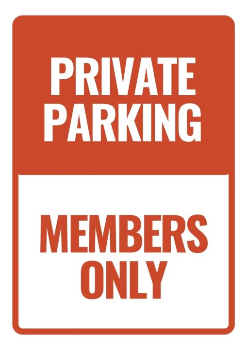 Private Parking Member Only Sign stickers, Parking Sign Stickers A4 ...