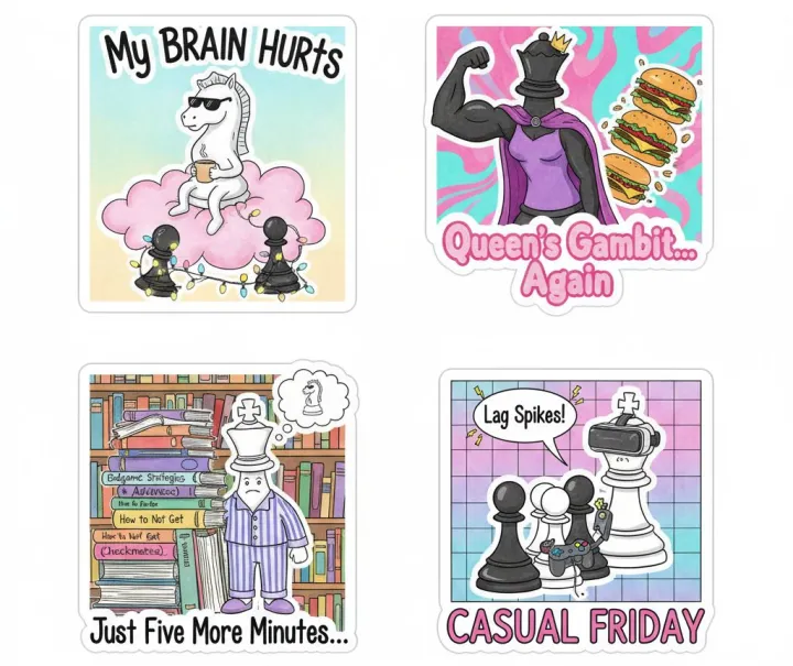 Chess%20Humor%20Funny%20Chess%20Memes%20Aesthetic%20Stickers%20Board%20Game%20Art%20Chess%20Player%20Gift%20%20Gaming%20Stickers%20Laptop%20Decals%20&%20Mobile%20Back%20Cover%20Water%20Bottle%20Stickers%20Planner%20Journal%20Stickers%20Cute%20Chess%20Art%20King%20Queen%20Unicorn%20Pack%20Of%204%20Sticker%20Each%20Size%203%20x%203%20Inch%20-%20Image%202