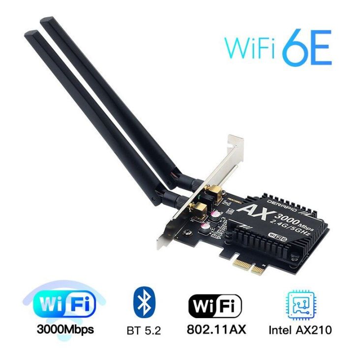 Derapid AX3000 WIFI-6- AX200 pcie-wifi-card-up-to-2400mbps-bluetooth-5-1-802-11ax-intel-ax200ngw MU-MIMO OFDMA ULTRA low-latency-supports-windows-10-64bit-
