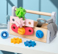 Montessori Children's Toys Wooden Tool Set Box Toys Engineering Repair Box Child Toy Set. 