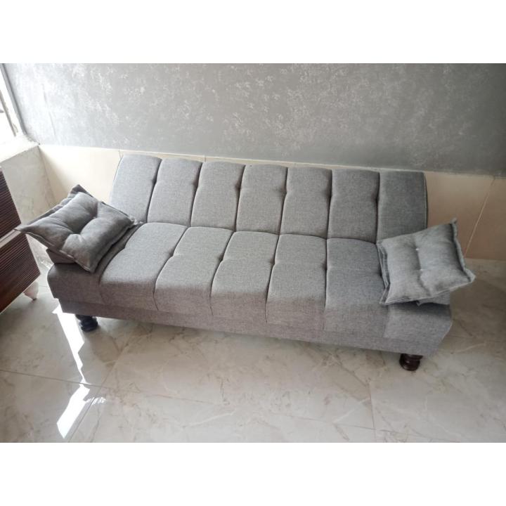 Sofa CumBed Imported Jute Fabric Grey Colour office, diningroom,room customize