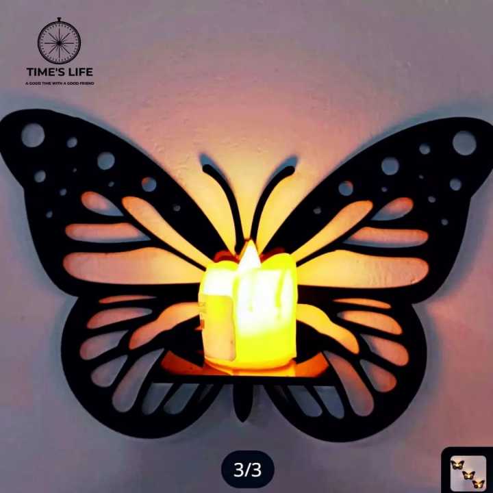 Decorative Butterfly Wall Shelf, Decoration Candlestick, Wall Décor Ideas, Wooden Wall Shelves ( Candle Light Not Include ) room decoration item / wall decoration item / home decoration item / wall art