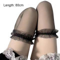 Black Thigh-high Stockings Mesh Stockings for Daily Lolita Jk Skirts Ultra-thin Skin-friendly Thigh-high Socks in Black White Summer Elastic Stockings for Women Over-the-knee Socks. 