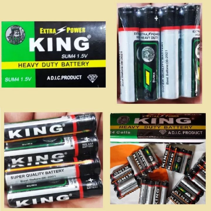 Heavy Duty King Battery AA 1.5V, Original King Heavy Duty Cell Pack of 04, AA Size (Regular)