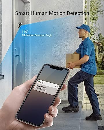 EZVIZ Wireless Smart Peephole Doorbell Camera, 4.3-Inch Color Touch Screen, 166° Wide Angle, 3-Month Battery Life, 1080P Home Security Door Viewer, Human Detection, Two-Way Video Call, 16 Feet Night Vision (CP4)