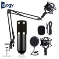 ALOGY Condenser Microphone Kit BM800 Adjustable Mic Suspension Scissor Arm, Shock Mount and Double-Layer Pop Filter for Studio Recording & Broadcasting Live steaming Gaming - Black. 