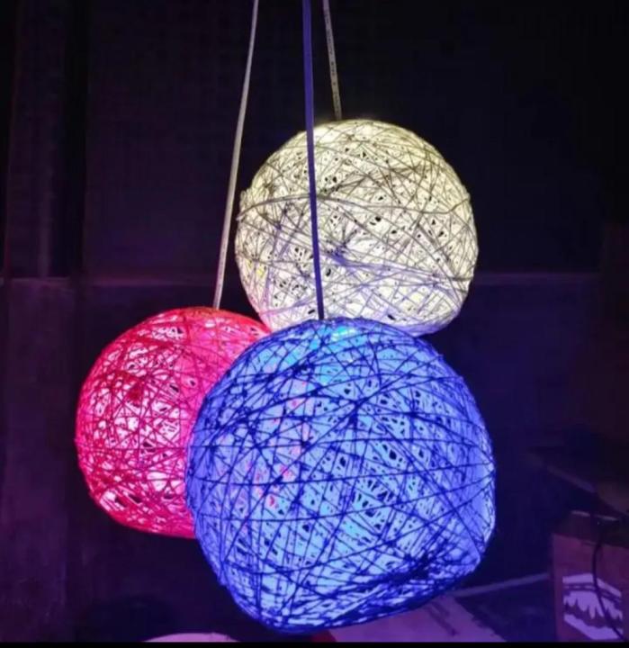 One ball string light indoor decoration yarn globe Multicolor Large Suspension lamp rattan ceiling light Round hanging