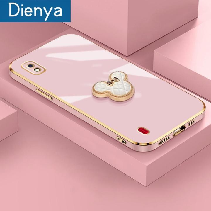 dienya For Samsung Galaxy A10 Case Cartoon Mickey Bracket New Design Plating Casing Full Lens Cover Camera Shockproof Back Cover Soft Protection Cases