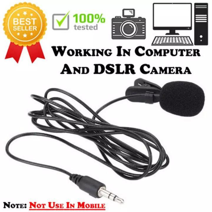 3.5mm Black Mini Hands-free Clip on Lapel Microphone Mic for Computer PC