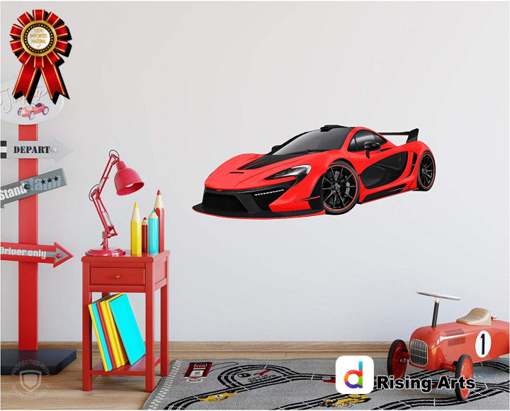 2 x 1 Feet Sports Car Self Adhesive Wall Sticker Kids Room Decor PVC Material