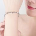 URBABY 925 Sterling Silver Bracelet Jewelry High Quality Retro Heart Wedding Shaped Cubic Zirconia Length 17CM+4CM. 