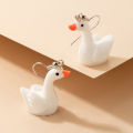 Cute earrings Resin hand-painted panda ear hooks Swan animal earrings for girls for women low price. 