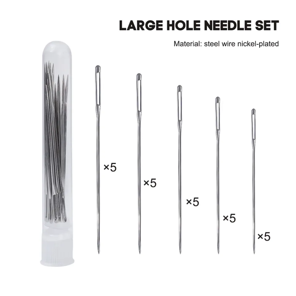 37PCS Big Eye Sewing Needles Kit – Stainless Steel Hand Sewing Needles With Thread, Thimble, Threader, Seam Ripper | Portable Travel & Home Mending Kit For Crafts