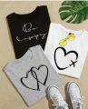 Pack of 3 T shirts for women & Girl printed round neck summer wear. 