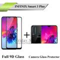 Infinix Smart 3 Plus Full Black 9D Tempered Glass Edge to Edge Full Glue Screen Protector + Back Camera 9H Gorilla Flexible Protector For Smart3+ Plus Infinix X627. 