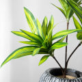 36cm 3 Heads Artificial Palm Tree Plastic Bamboo Branch Tropical Potted Plants Grass For Home Desktop Plant Wall Decoration. 