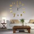 Large DIY Wall Clock 3D Mirror Stickers Mute Living Room Home Office Decoration Clocks. 