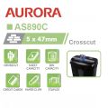 Aurora AS-890C paper Shredder, 8 sheets Crosscut Shredder (5x47mm) with 13ltr bin, Shred Credit Card/Mail/Staple/Clip, P-3 Security Level Document Shredder with 220mm throat width, small size portable shredder ideal for home and office. 