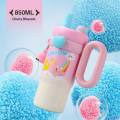 Imported 850ml 304 Stainless Steel Large Capacity Tumbler with Handle Large Ice Cup Gradient Cup with Straw for Girls and School Kids Gym and Office Use Large Tumbler for Girls Tumbler for Kids. 