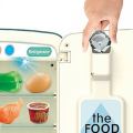 Mini Dollhouse Fridge Miniature Refrigerator Mini Fridge with Toy Food, Lights, Music and Toy Fruits - Realistic Kitchen Appliances for Pretend Play (Mini Refrigerator),Mini Toy Refrigerator with Light and Sound for Children. 