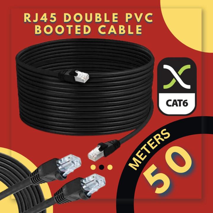 50  Meter High Quality Double PVC Network cable LAN Cable Ethernet Cable Fast Patch Lead Networking Cat6 For Modem Rooter to Laptop And PC Computers Cat6 Black Color