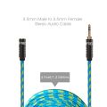 FRiEQ FR-CMF2 Gold Plated 3.5mm Male to Female Auxiliary Stereo Audio Cable for Apple iPad, iPhone, iPod, Samsung Galaxy, Android & MP3 Players, Light Blue/Yellow, 4 Feet. 